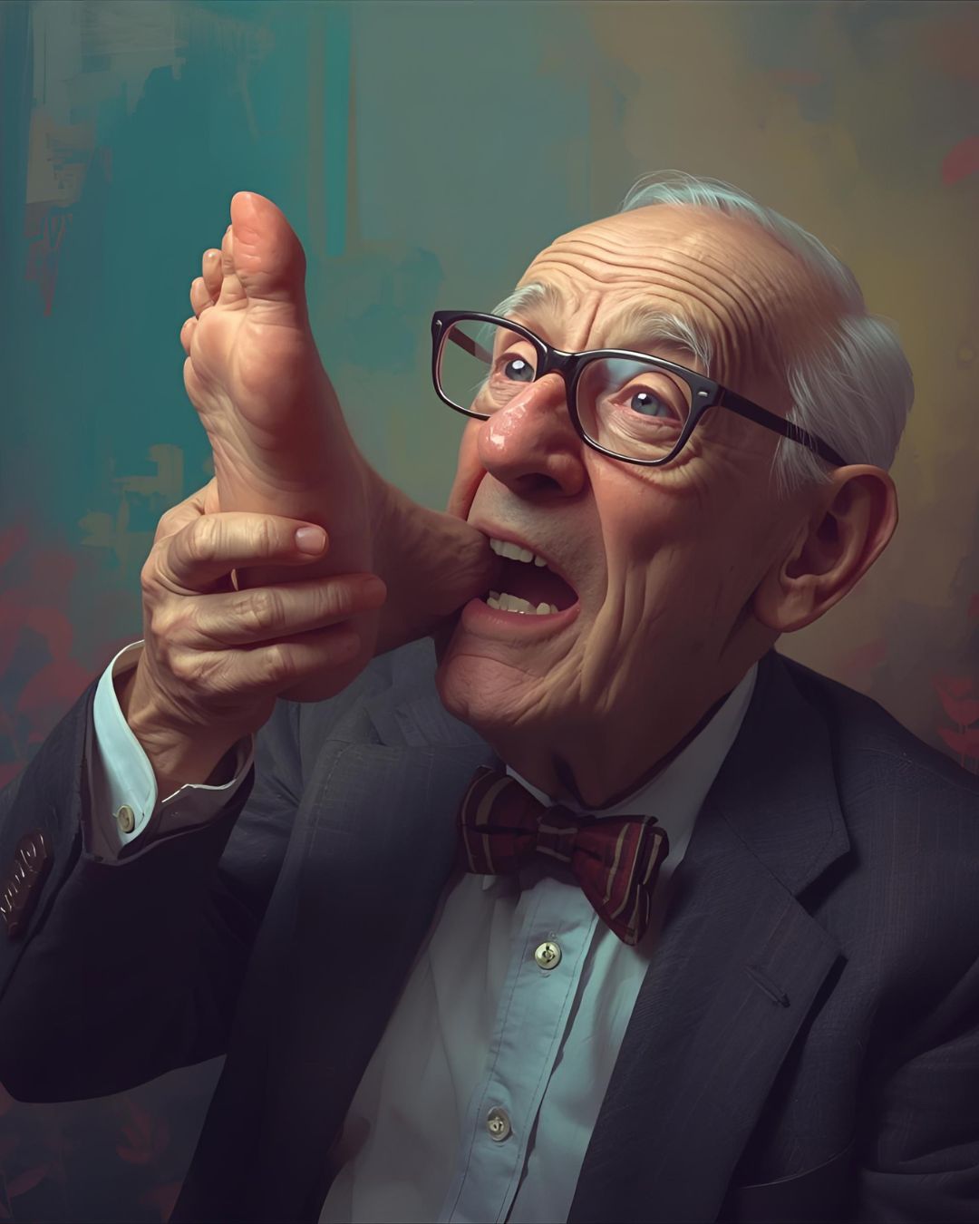 Why is Grandpa’s foot always in his mouth at family lunch?